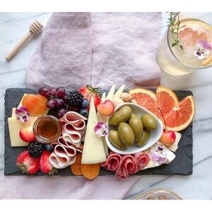 Crate And Barrel Slate Black Cheese‎ Broad Platter Tray 12x18 Modern Charcuterie